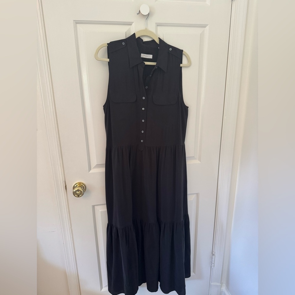Equipment Silk Sleeveless Black Maxi Dress Size Medium